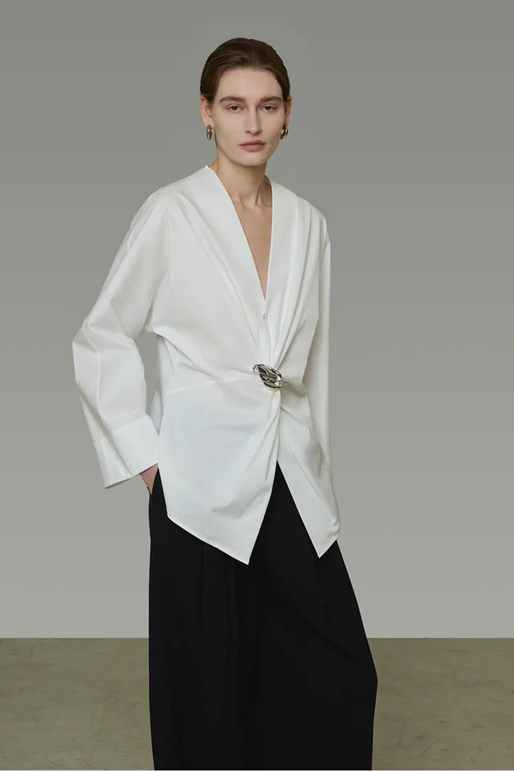 Women's White Button-Down Office Blouse