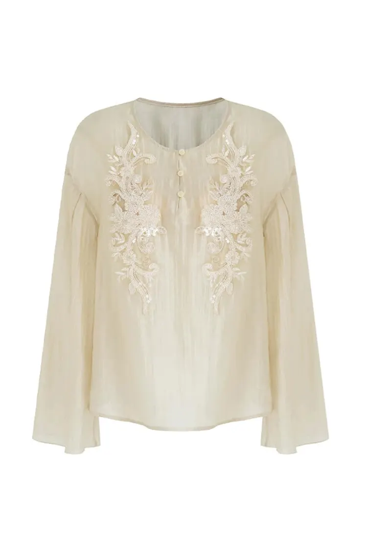 Blusa de fiesta con pedrería para mujer