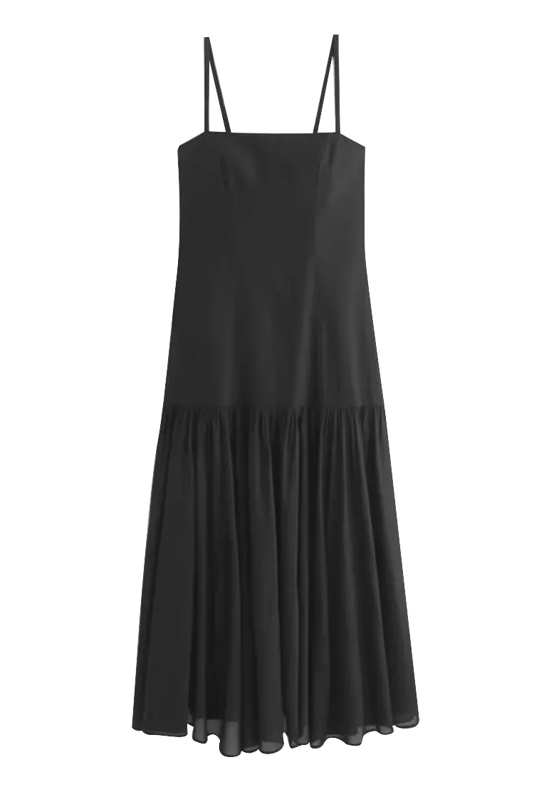 Vestido lencero casual de mezcla de lino para mujer